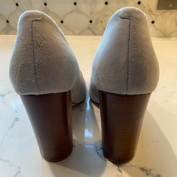 Nine West Suede Light Blue Block Heel Pumps Size 7.5 - Picture 3 of 9